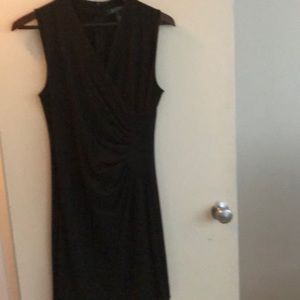 Ralph Lauren black v neck ruched sleeveless dress